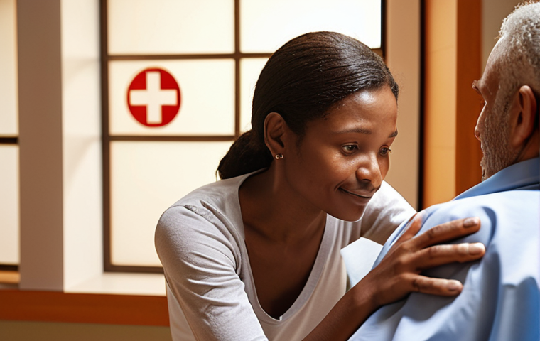 **Image Prompt:** A compassionate medical tourism coordinator, a person of diverse background, gently reassures a patient and their family in a comforting, modern setting. The background subtly depicts global connections and medical symbols, emphasizing empathy, human connection, and the architecture of well-being. The lighting is warm and inviting, highlighting trust and support.