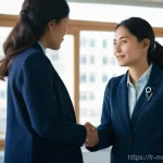 의료관광코디네이터 외국인 환자 응대 노하우 - **Prompt:** A warm and respectful interaction between a female medical tourism coordinator, dressed ...