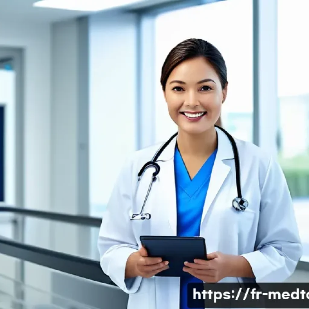 의료관광코디네이터 실무 교육 사례 - A professional medical tourism coordinator in a modern hospital setting, attentively managing patien...