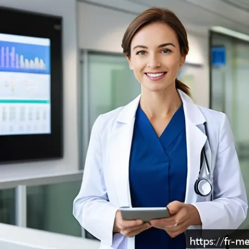 Home 32 의료관광코디네이터 이직 시 고려사항 - A professional medical tourism coordinator in a modern European hospital setting, wearing smart busi...