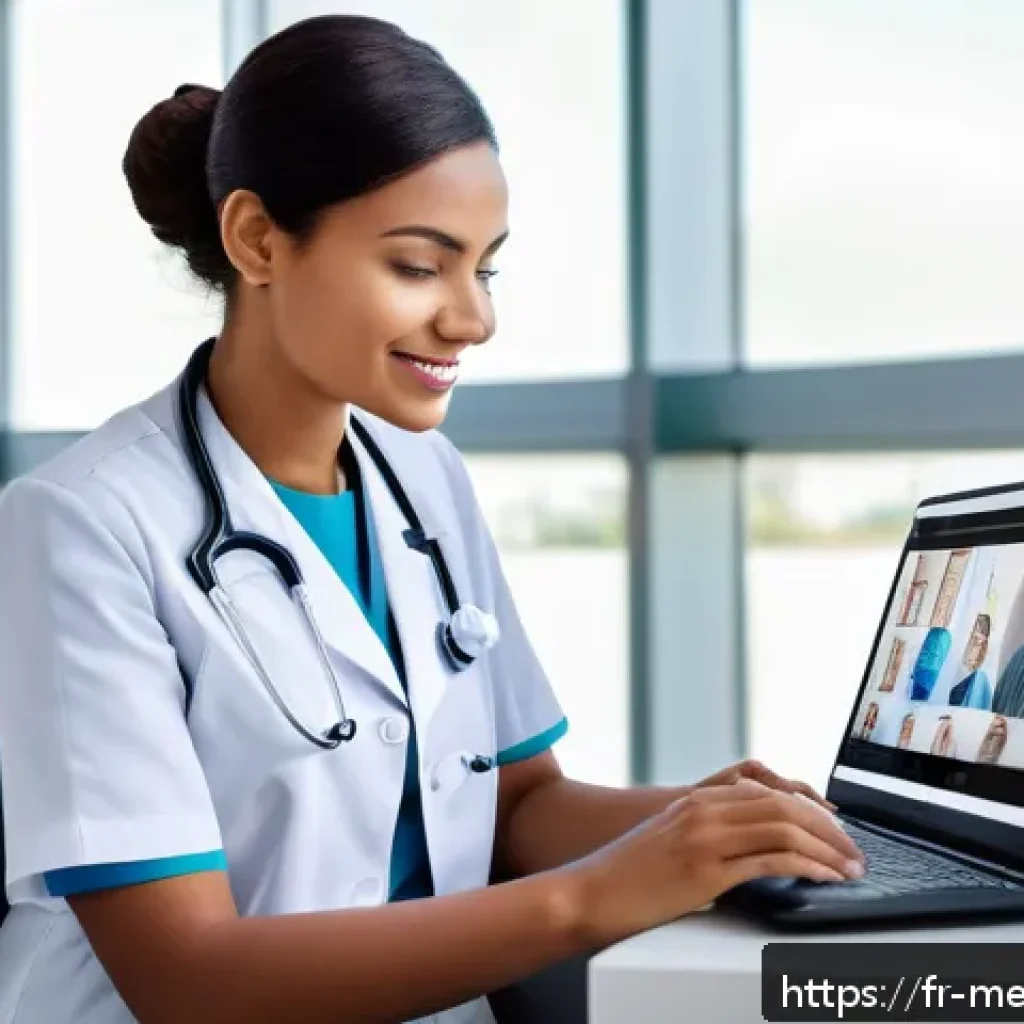 의료관광코디네이터 직무 만족도 분석 - A professional medical coordinator in a modern hospital office, interacting with diverse internation...